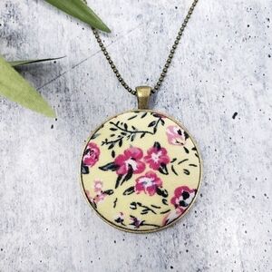 New Handmade | Floral Fabric Button Necklace